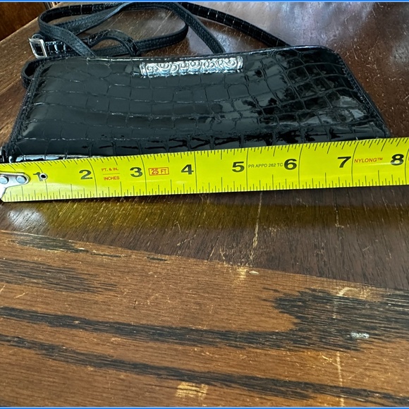 BRIGHTON Embossed Croc Black Cross Body Wallet - Picture 7 of 9